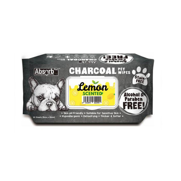 Charcoal  Pet Wipes Lemon Scented 80 sheets