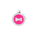 ID Tag - Glam "Bone Fuchsia Circle Strass" ID Tag | Personalized Cat Dog Tag