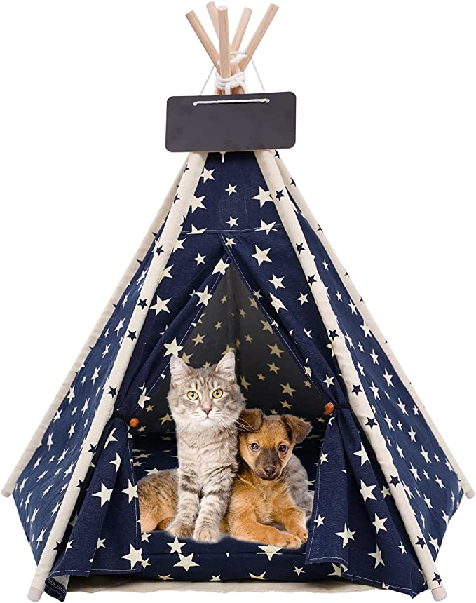 Indoor Pet Tent Star with Bed for Dogs and Cats