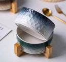 Pet Ceramic Bowl Nordic Luxury with Wooden Stand