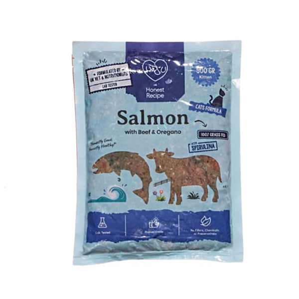 Salmon with Beef and Oregano Raw Cat Food