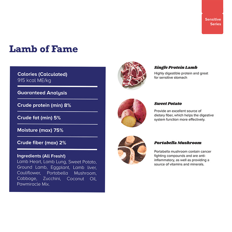 Grain Free Lamb of Fame Cooked Dog Food