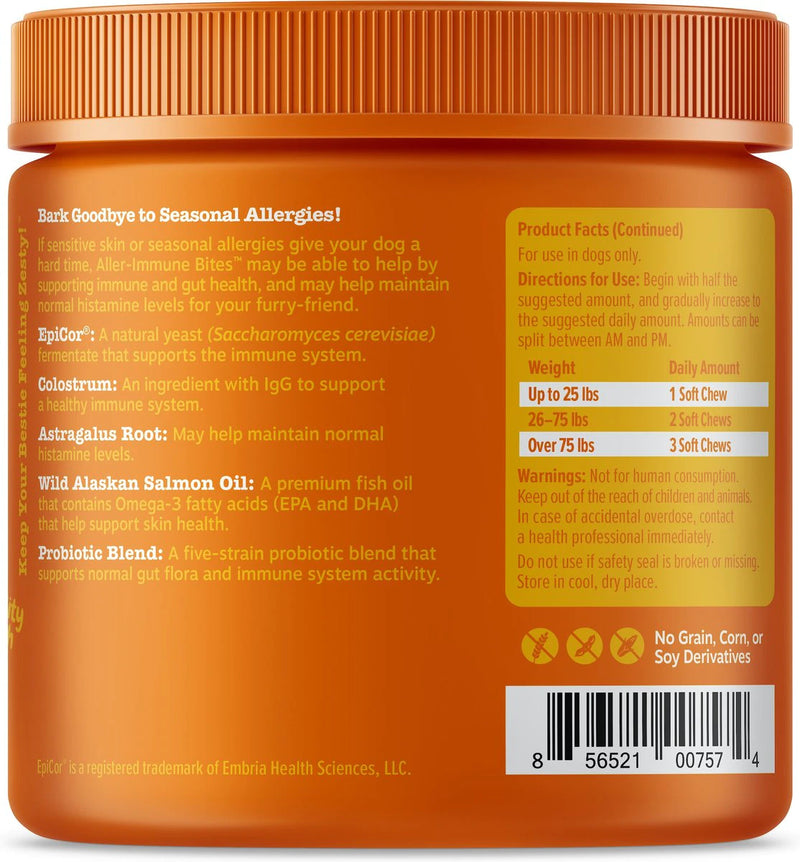 Immune System Aller - Immune Bites Lamb Flavor Soft Chews For Dogs - Jar