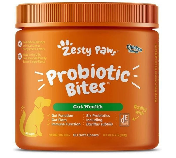 Gut Health Probiotic Bites - Probiotic Bites Pumpkin Flavor Soft Chews For Dogs - Jar