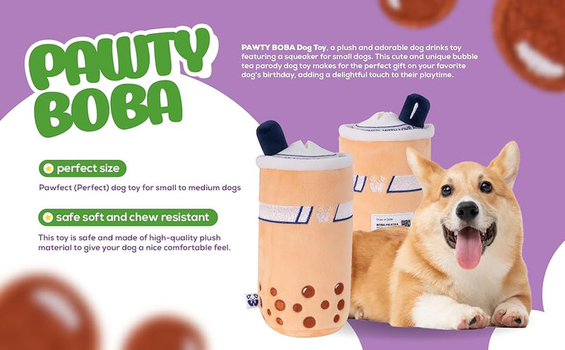 Boba Bubble Tea Squeaker Dog Toy