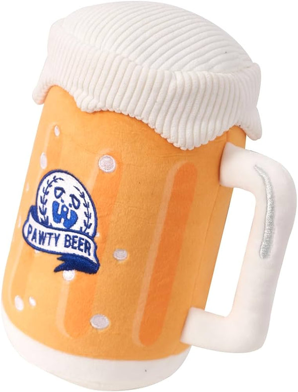 Beer Mug Print Squeaker Dog Toy