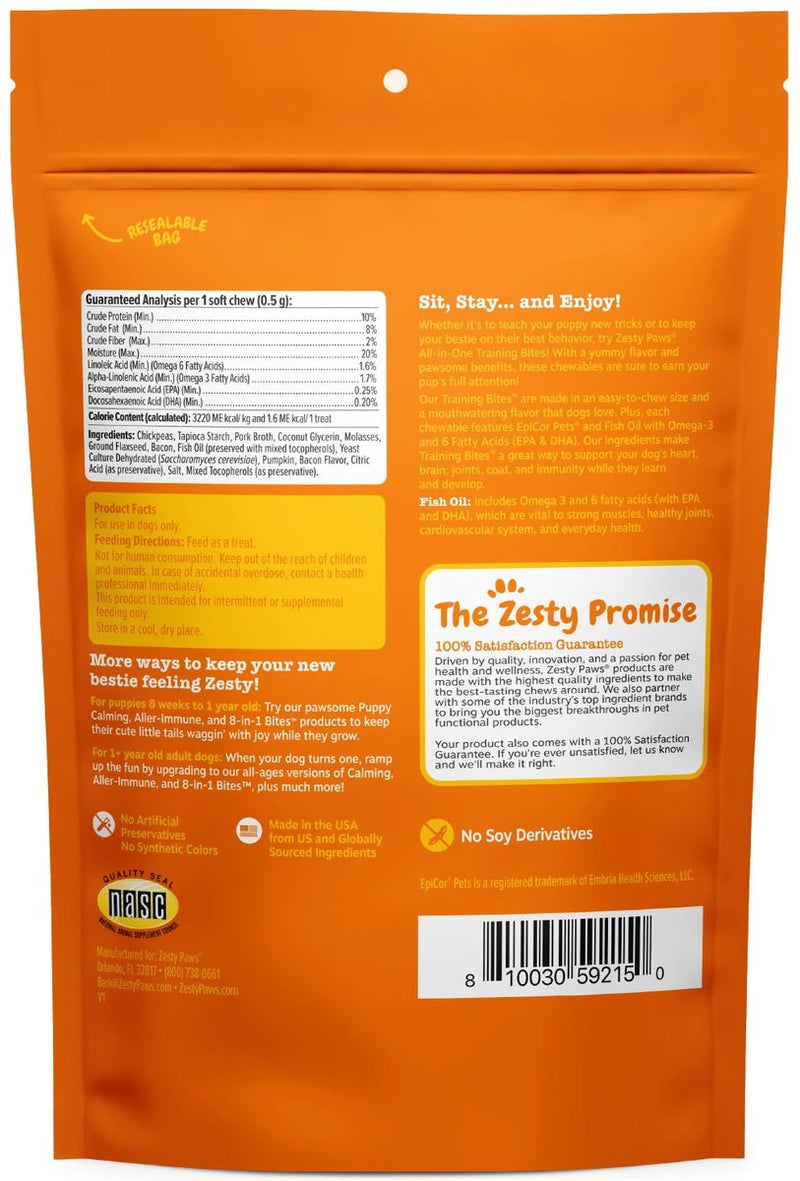 All in One Training Bites Bacon Flavor Soft Chews For Dogs - Pouch