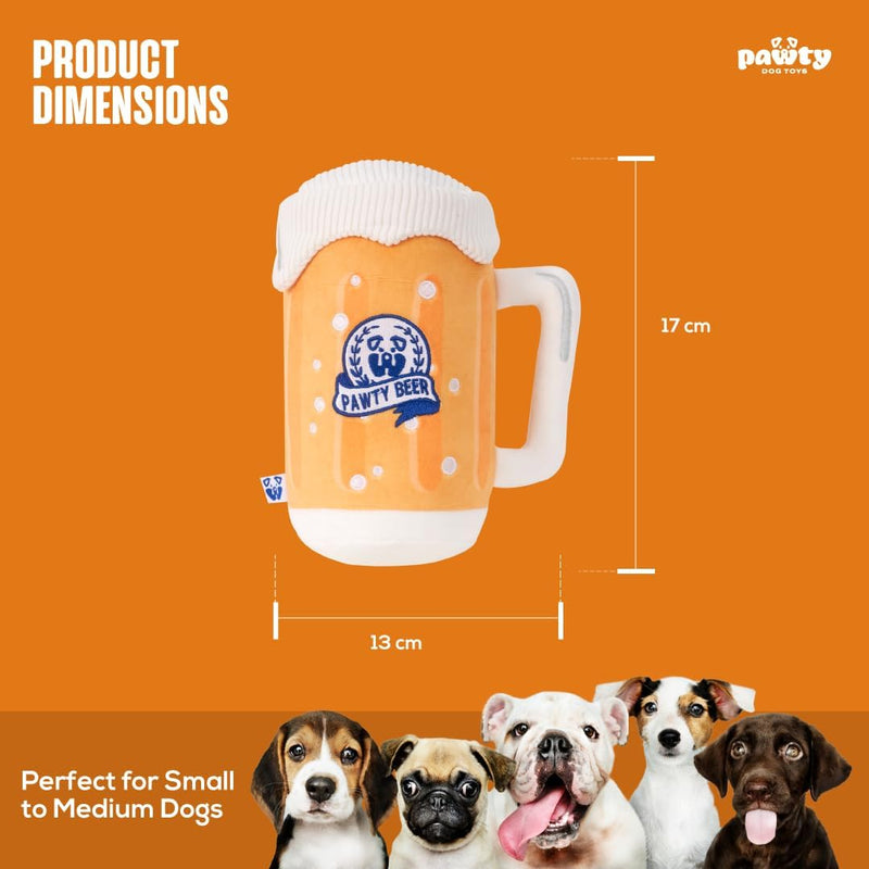 Beer Mug Print Squeaker Dog Toy