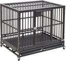 Black Dog Cage Carbon Steel with Four Wheels