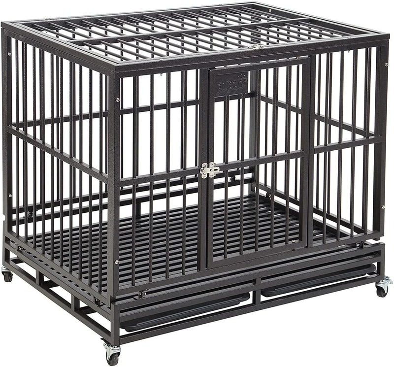 Black Dog Cage Carbon Steel with Four Wheels