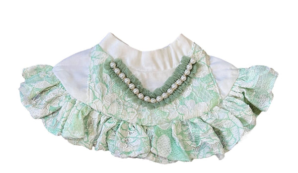 Green Lace White Pearl Bib For Pets