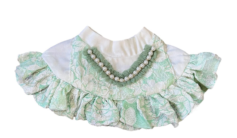 Green Lace White Pearl Bib For Pets
