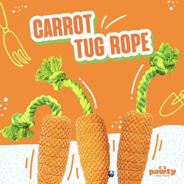 Carrot Tug Rope With Squeaker Dog Toy