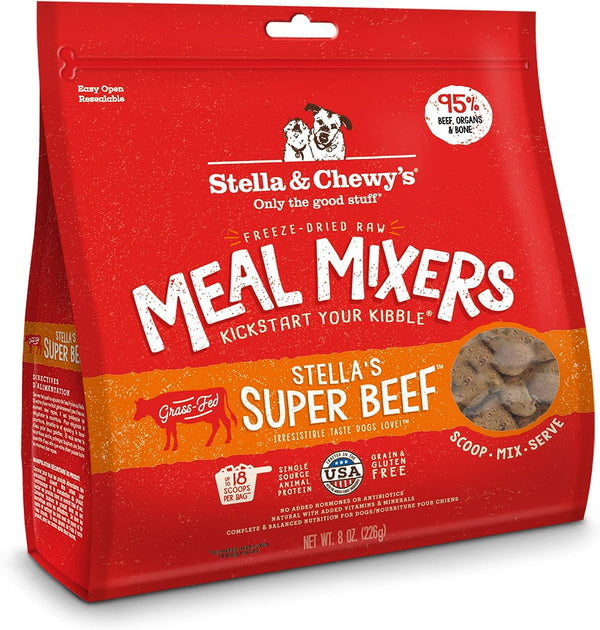 Stella Meal Mixers Grass Fed Beef Recipe Freeze-Dried Raw Dog Food - 8 oz