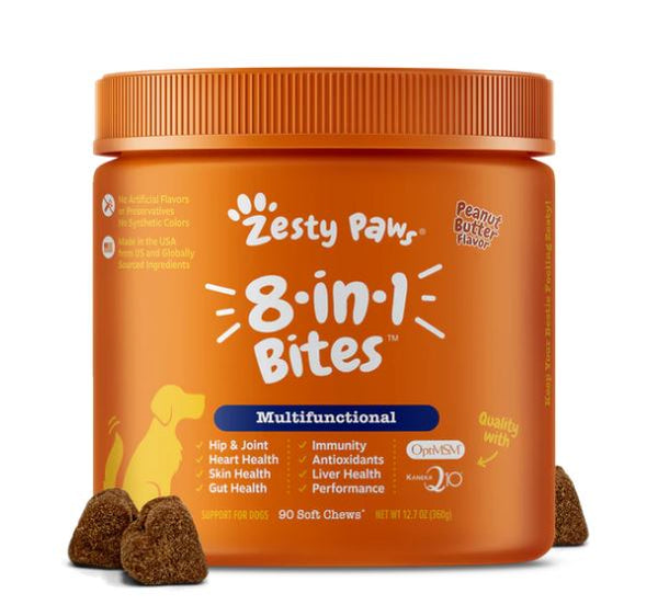 Multifunctional 8-in-1 Bites Peanut Butter Flavor For Dogs - Jar