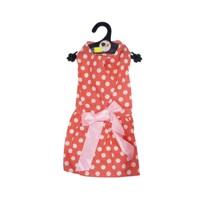 Pink Polkadot Cotton Dress & bandana for pets