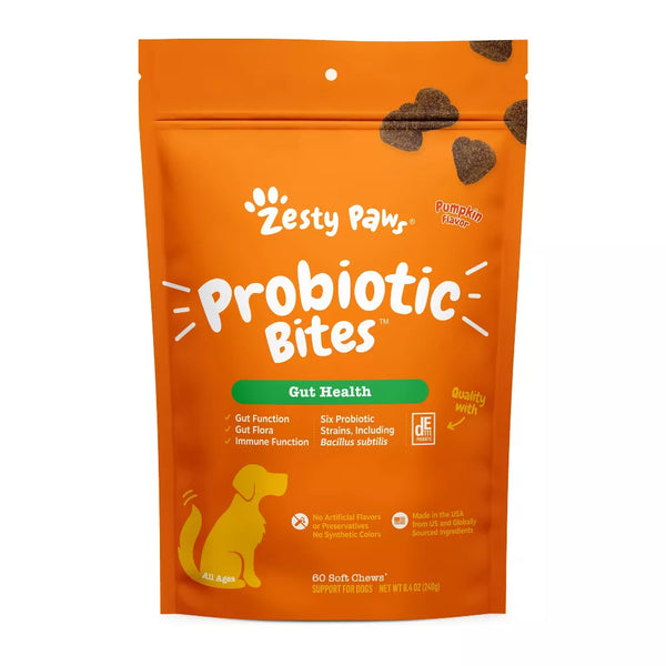 Gut Health Probiotic Bites Pumpkin Flavor Soft Chews For Dogs - Pouch
