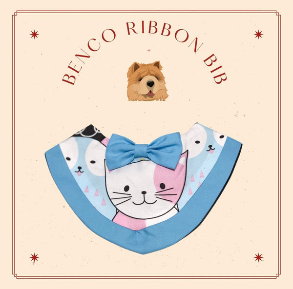 Cat Blue Ribbon Bib for Pets