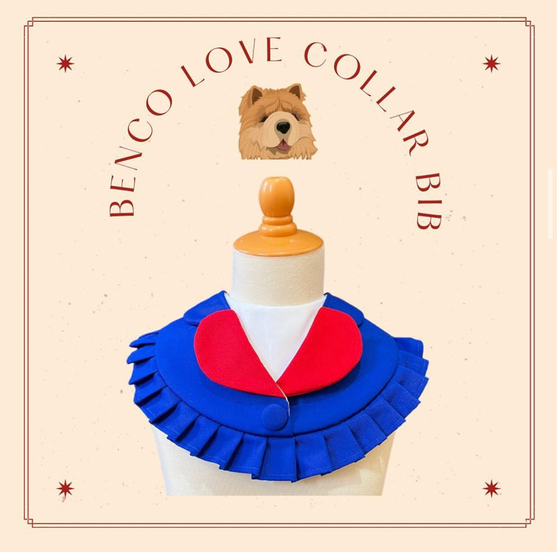 Red Blue Love Collar Bib For Pets