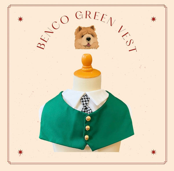Green Vest Gold Button Bib For Pets