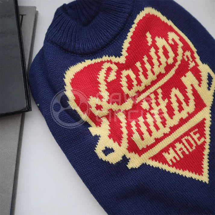 LV Heart Dog Navy Sweater Clothes