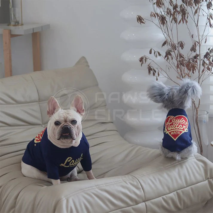 LV Heart Dog Navy Sweater Clothes