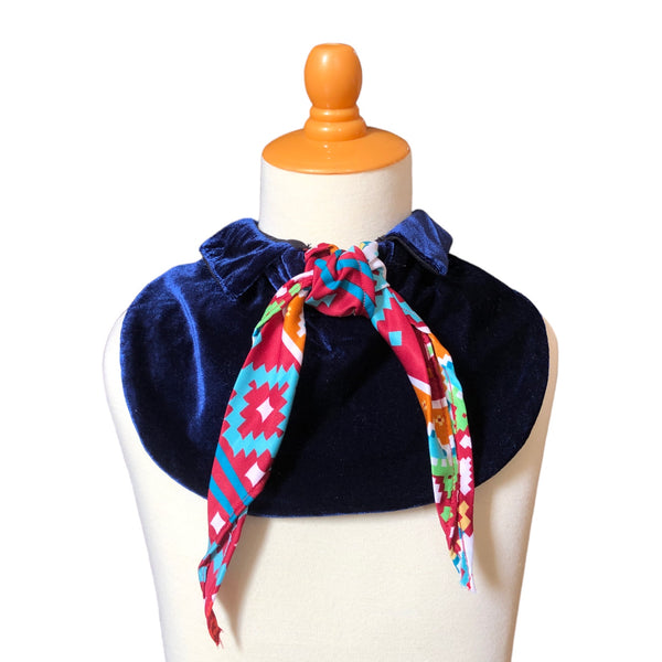 Navy Velvet With Scarf Bib For Pets