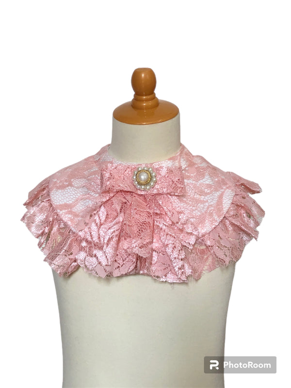 Pink Casual With Lace Bib For Pets