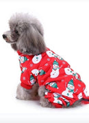 Christmas Jumpsuit For Pets - Red Snowman Motif
