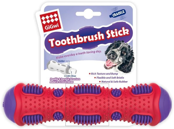 Toothbrush Stick Rubber Dental Chew With Crackle Sound Dog Toy