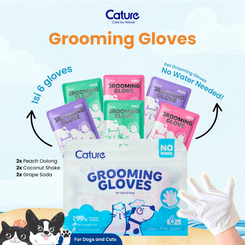 Grooming Gloves No Rinse For Cats & Dogs