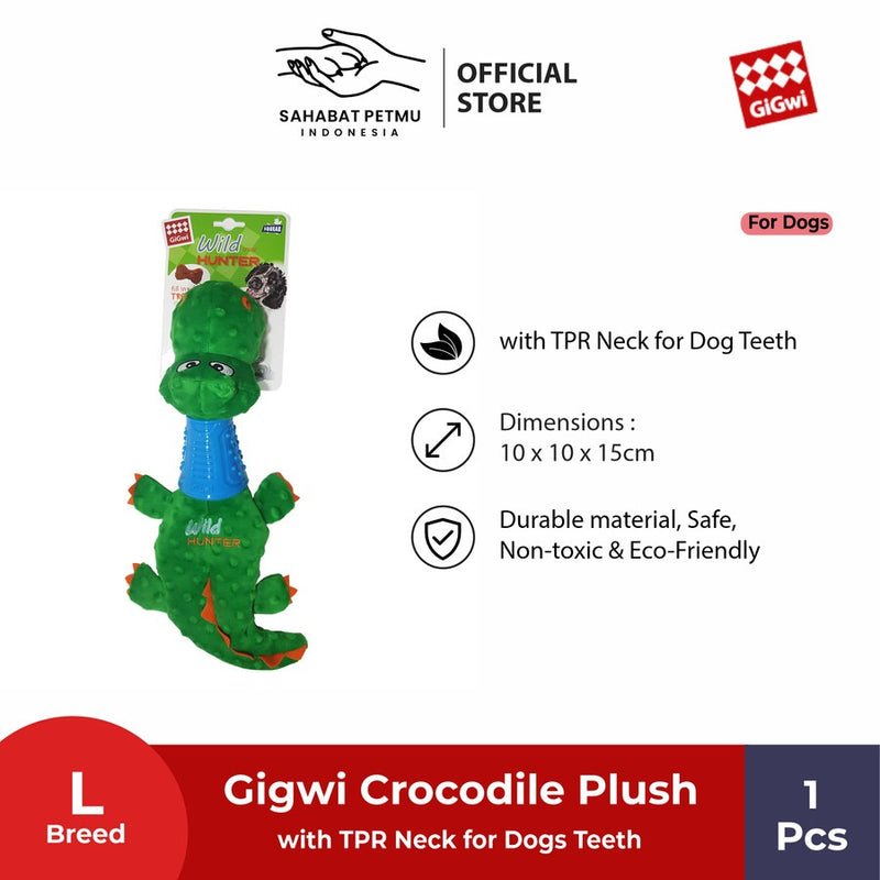 Crocodile Plush Dog Toy With TPR Neck