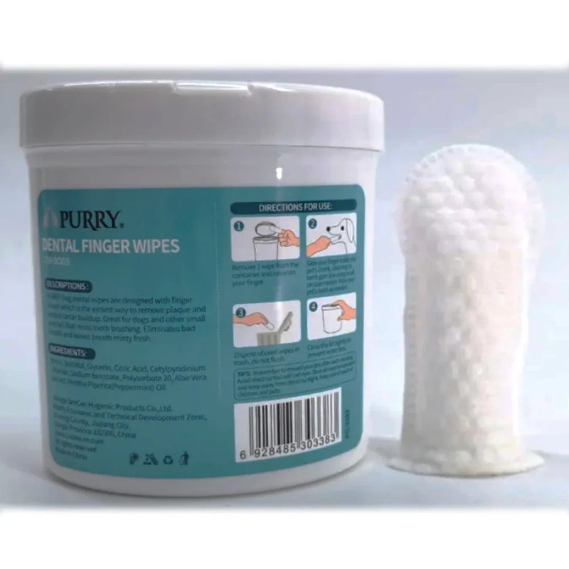 Purry Dental Finger Wipes For Dogs -50ct