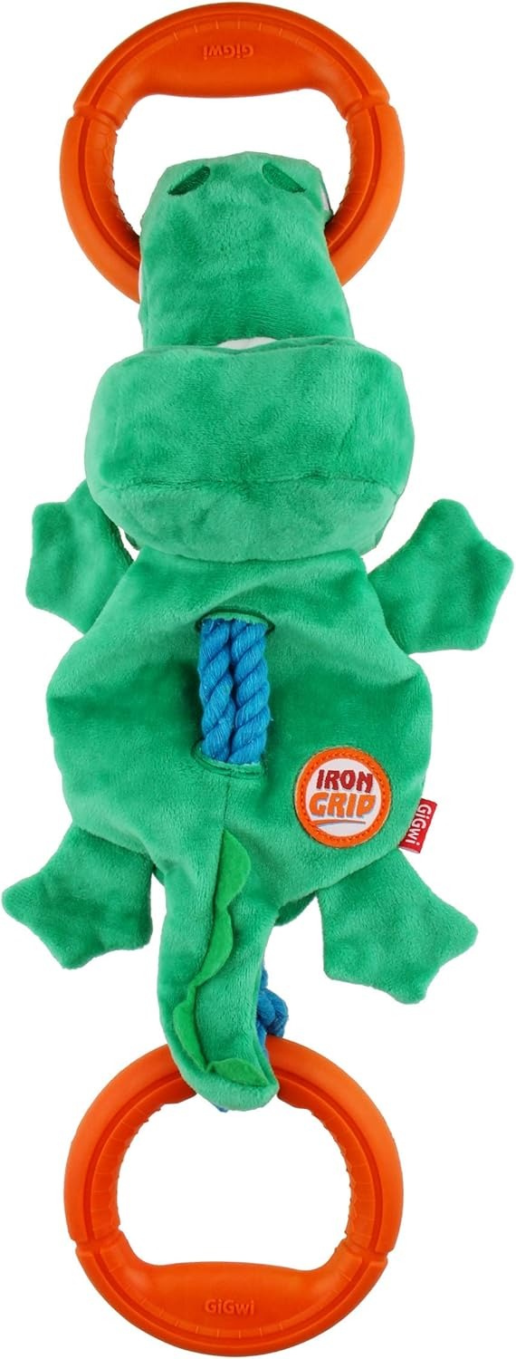 Iron Grip Crocodile Plush Tug Toy With Tpr Handle Dog Toy