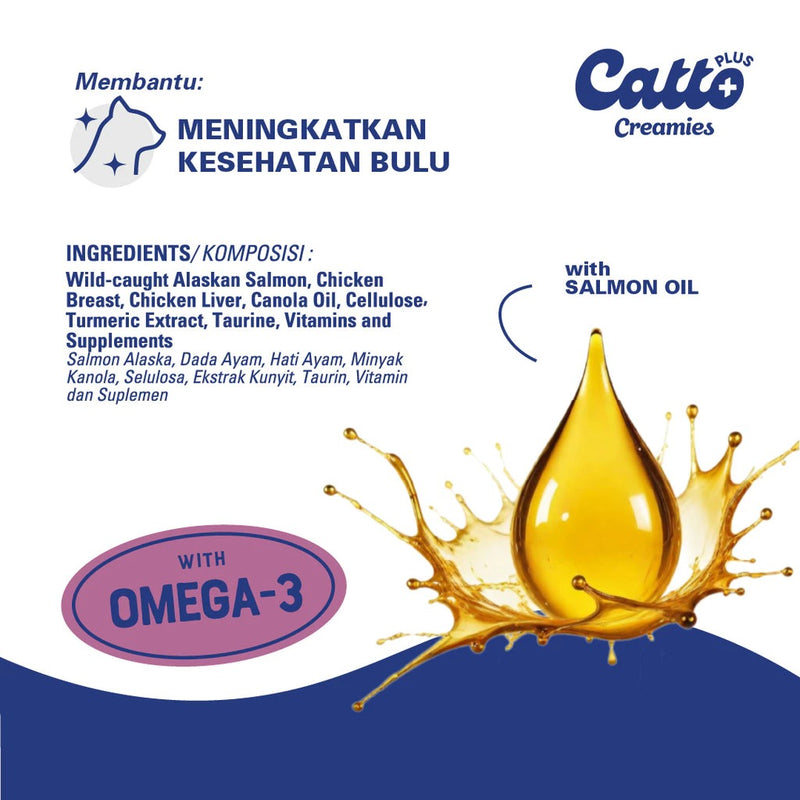 Plus Creamies Chicken Omega 3 Skin Coat Care for Cats 4x15gr