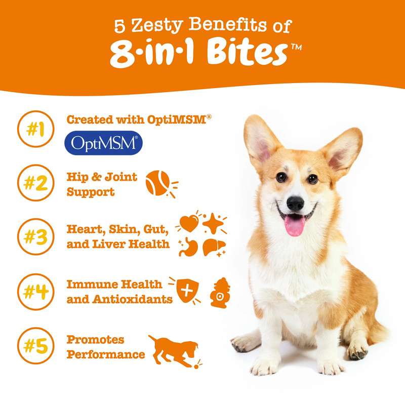 Multifunctional 8-in-1 Bites Peanut Butter Flavor For Dogs - Jar