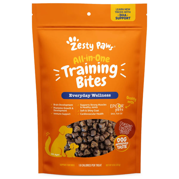 All in One Training Bites Peanut Butter Flavor Soft Chews For Dogs - Pouch