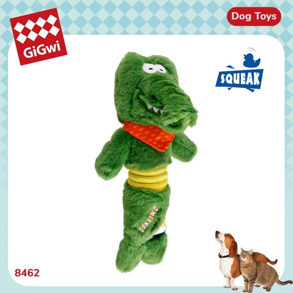 Shaking Fun Crocs-Plush with Full Body Squeaker Inside Dog Toy