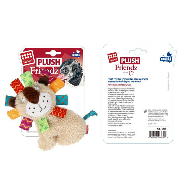 Lion Plush Friendz With Squeaker Ring Dog Toy