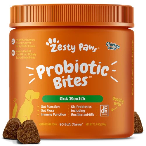 Gut Health Probiotic Bites - Probiotic Bites Chicken Flavor Soft Chews For Dogs - Jar