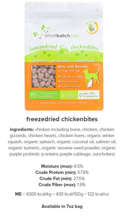 Freeze Dried Chicken Bites Dog Cat Treats 7oz