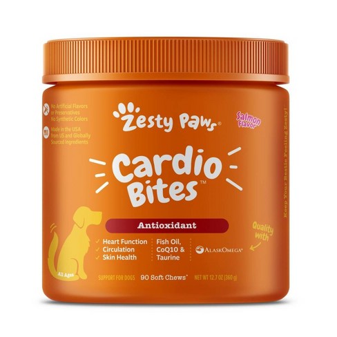 Zesty Paws Antioxidant Cardio Bites Salmon Flavor Soft Chew For Dogs
