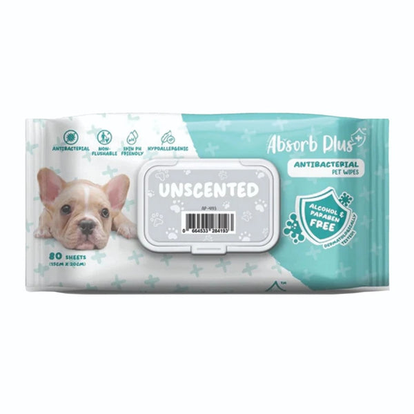 Antibacterial Pet Wipes Unscented 80 sheets