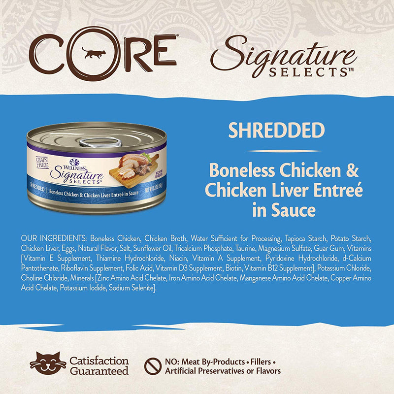 CORE Signature Selects Shredded Chicken & Chicken Liver Grain-Free Canned Cat Food