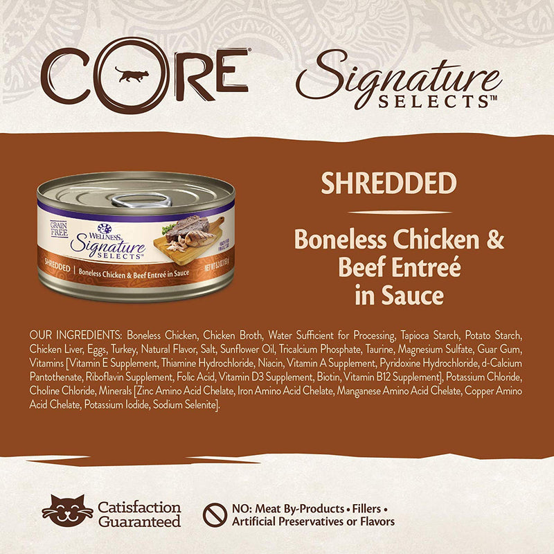 CORE Signature Selects Shredded Chicken & Beef Grain-Free Canned Cat Food