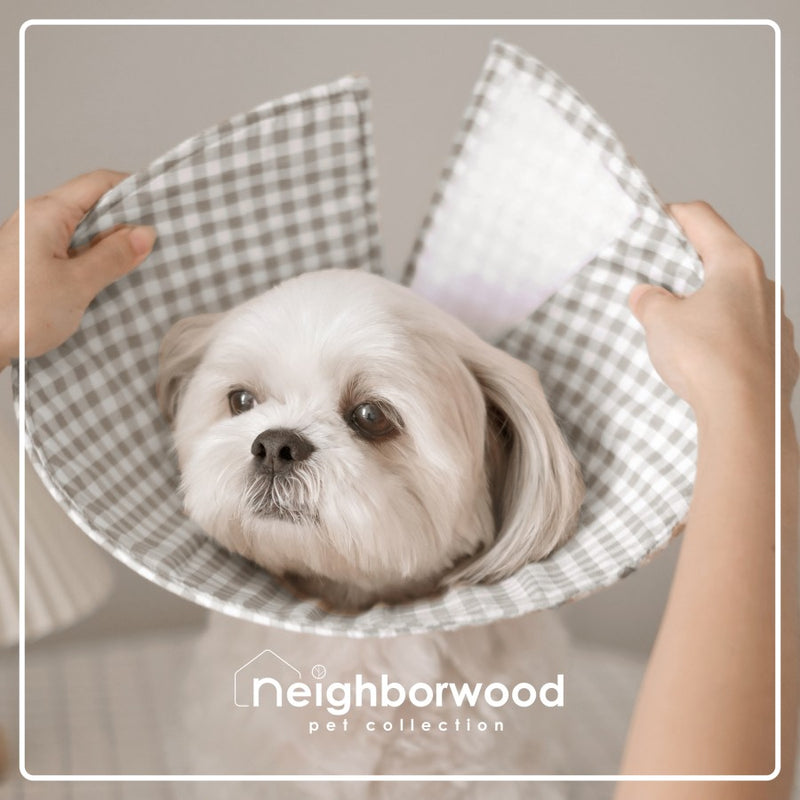 Grey Gingham Pet Cone