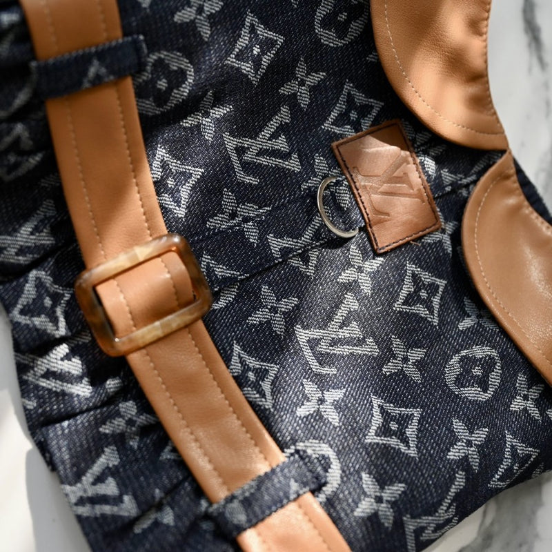 LV Denim Harness Dog Clothes