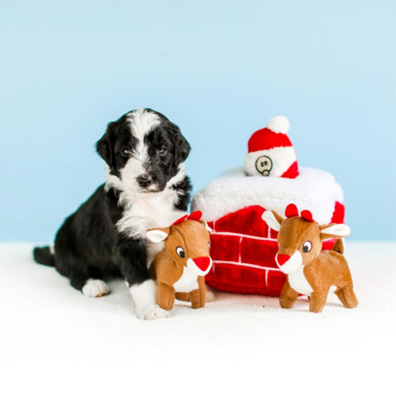 ZippyPaws Holiday Zippy Burrow - Chimney Dog Toy