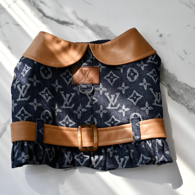 LV Denim Harness Dog Clothes