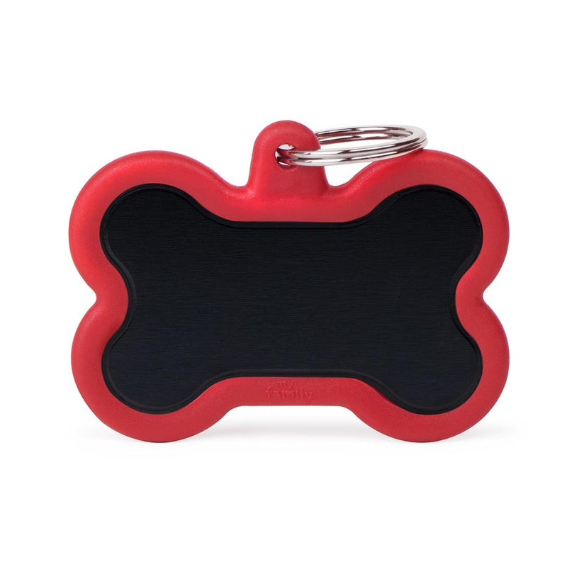 ID Tag - Hushtag Collection - Aluminium XL Black Bone With Rubber | Personalized Cat Dog Tag
